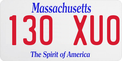 MA license plate 130XU0