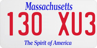 MA license plate 130XU3