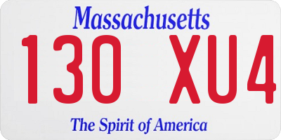 MA license plate 130XU4