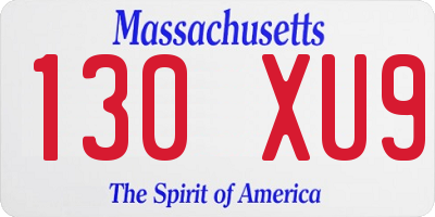 MA license plate 130XU9