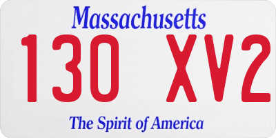 MA license plate 130XV2