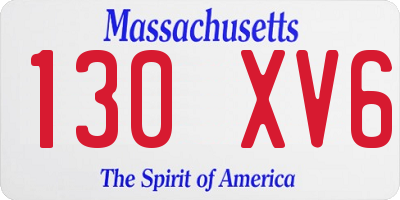 MA license plate 130XV6