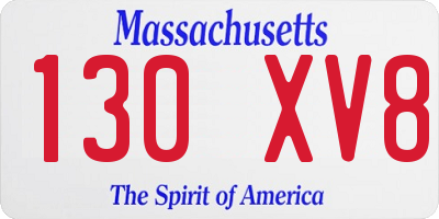MA license plate 130XV8