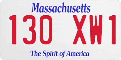 MA license plate 130XW1