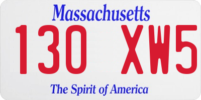 MA license plate 130XW5