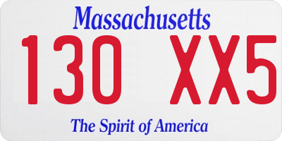 MA license plate 130XX5