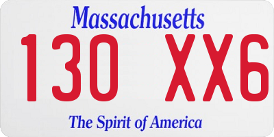 MA license plate 130XX6