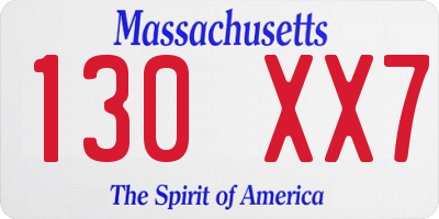 MA license plate 130XX7
