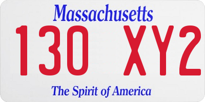 MA license plate 130XY2
