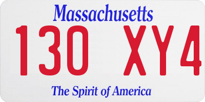 MA license plate 130XY4
