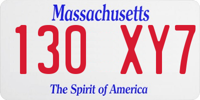 MA license plate 130XY7