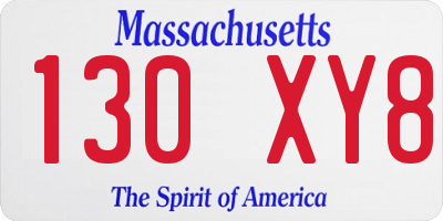 MA license plate 130XY8