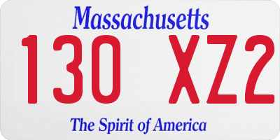 MA license plate 130XZ2