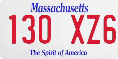 MA license plate 130XZ6