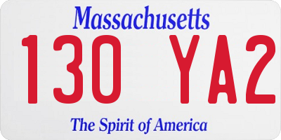 MA license plate 130YA2