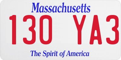 MA license plate 130YA3