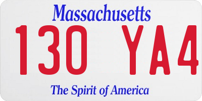 MA license plate 130YA4