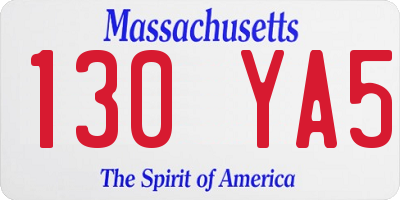 MA license plate 130YA5