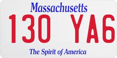 MA license plate 130YA6