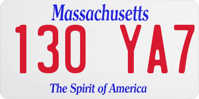 MA license plate 130YA7