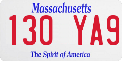 MA license plate 130YA9