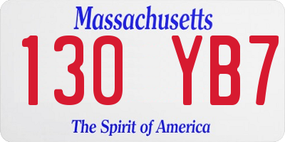 MA license plate 130YB7