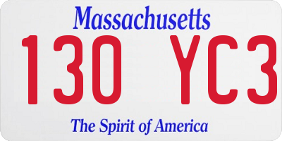 MA license plate 130YC3