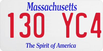 MA license plate 130YC4