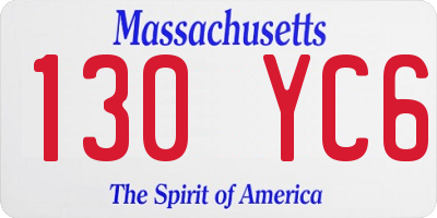 MA license plate 130YC6