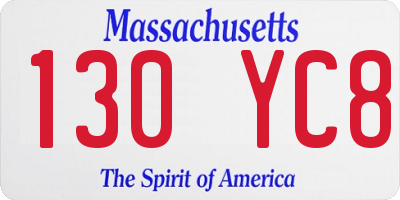 MA license plate 130YC8