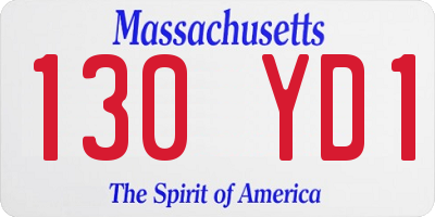 MA license plate 130YD1