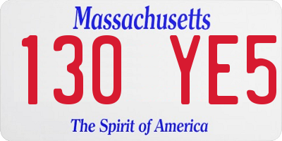 MA license plate 130YE5