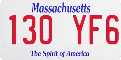MA license plate 130YF6