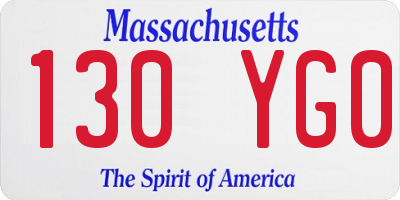 MA license plate 130YG0