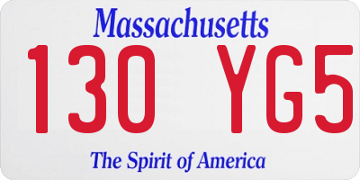 MA license plate 130YG5