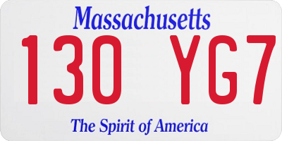 MA license plate 130YG7