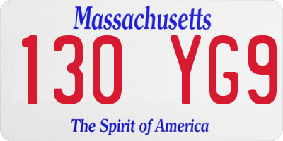 MA license plate 130YG9