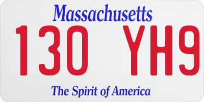 MA license plate 130YH9