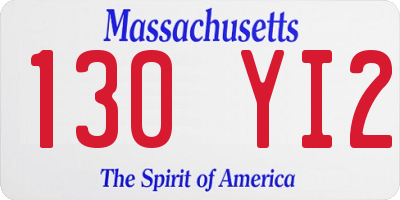 MA license plate 130YI2