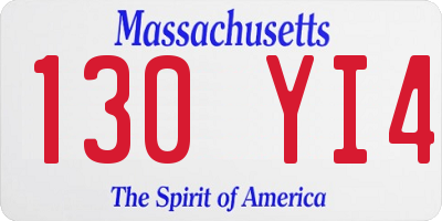 MA license plate 130YI4