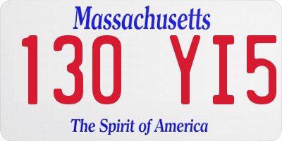 MA license plate 130YI5