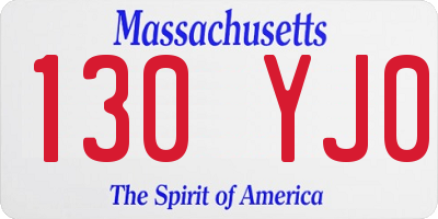 MA license plate 130YJ0