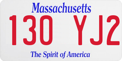 MA license plate 130YJ2