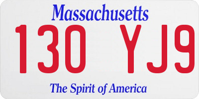 MA license plate 130YJ9