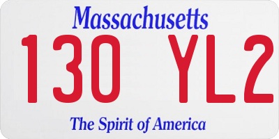 MA license plate 130YL2
