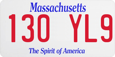 MA license plate 130YL9