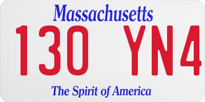 MA license plate 130YN4