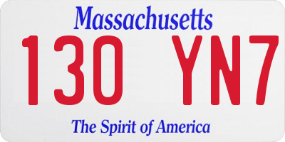 MA license plate 130YN7