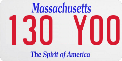 MA license plate 130YO0