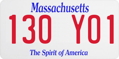 MA license plate 130YO1